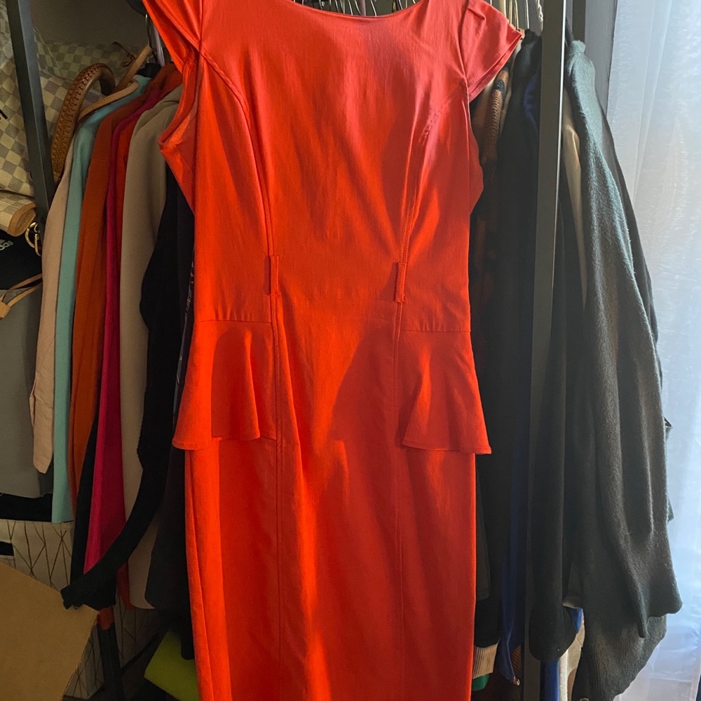 Coral Pencil Peplum Dress
